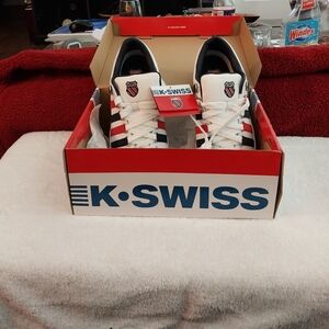 K-Swiss Mens White and Red Sneakers